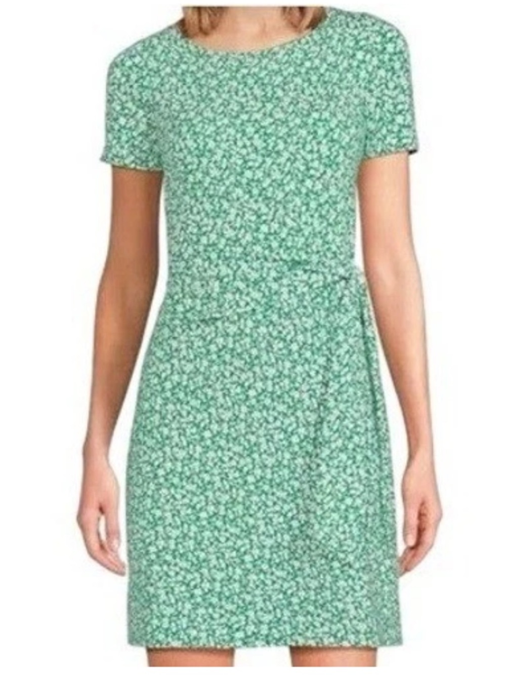 Lands' End Green Floral Dress Short Sleeve Modal Wrap Women's 3XL NEW